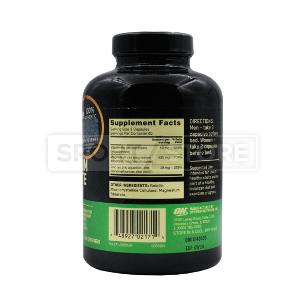 Тестостероновые бустеры Optimum Nutrition ZMA 180 капсул
