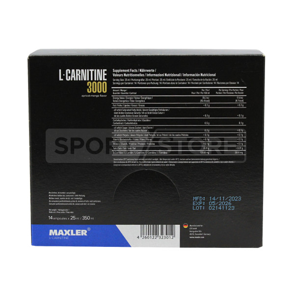 Концентрат карнитина Maxler L-Carnitine 3000 Shots 14 шт.*25 мл