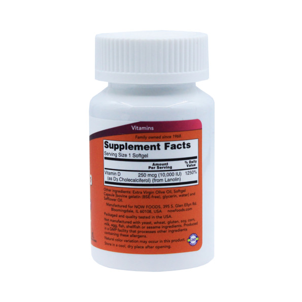 Витамин Д3 Now Foods Vitamin D3 10 000UI 120 каспул #2