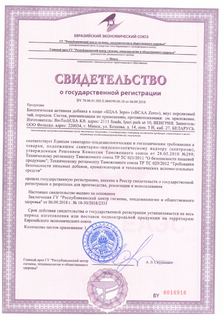 Сертификат BCAA Zero