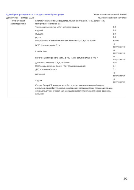 Сертификат Витамин С