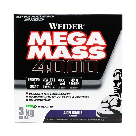 Гейнер высокоуглеводный Weider Mega mass 4000 20 порций 3000 г